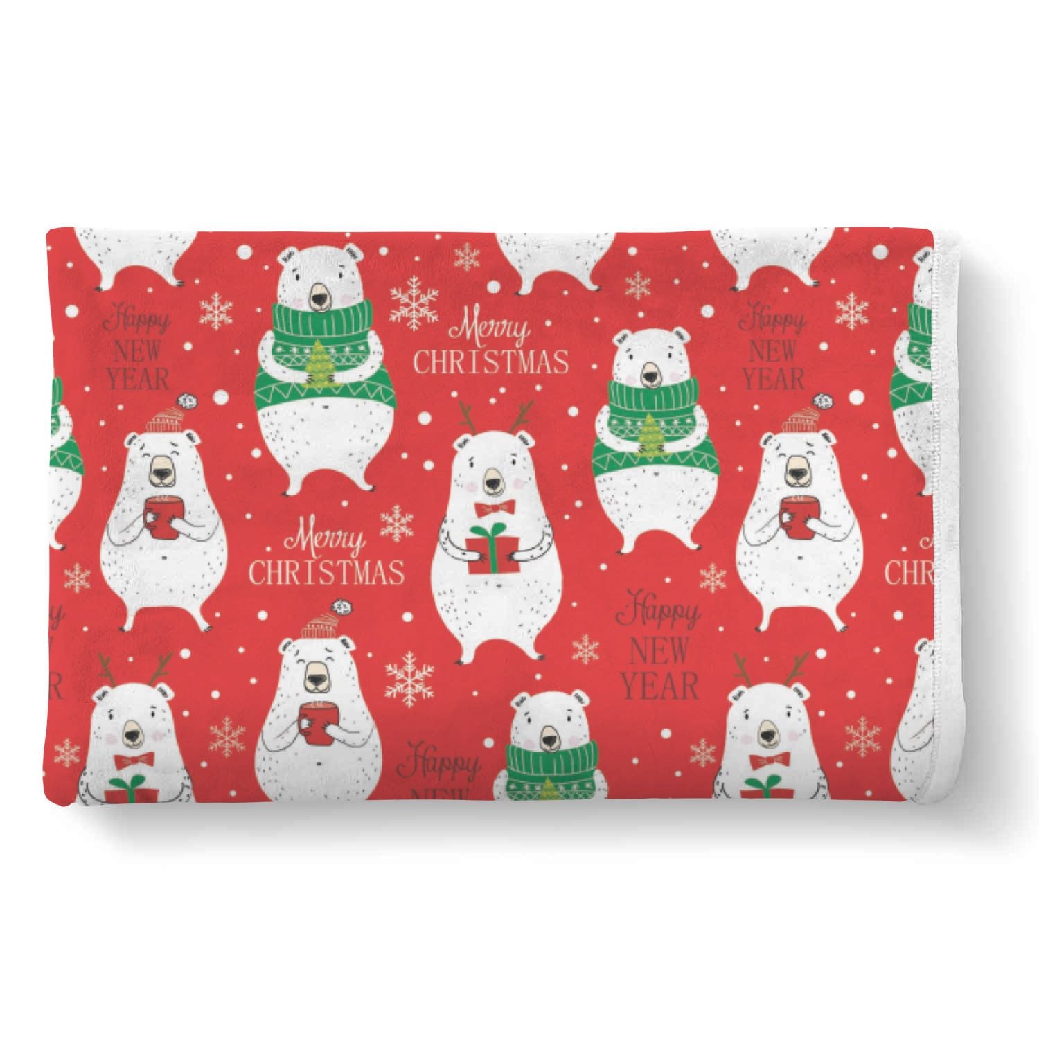Christmas Teddy Bear Pattern Print Throw Blanket-grizzshop