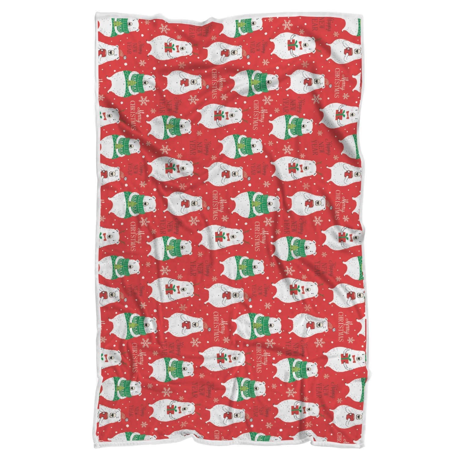 Christmas Teddy Bear Pattern Print Throw Blanket-grizzshop