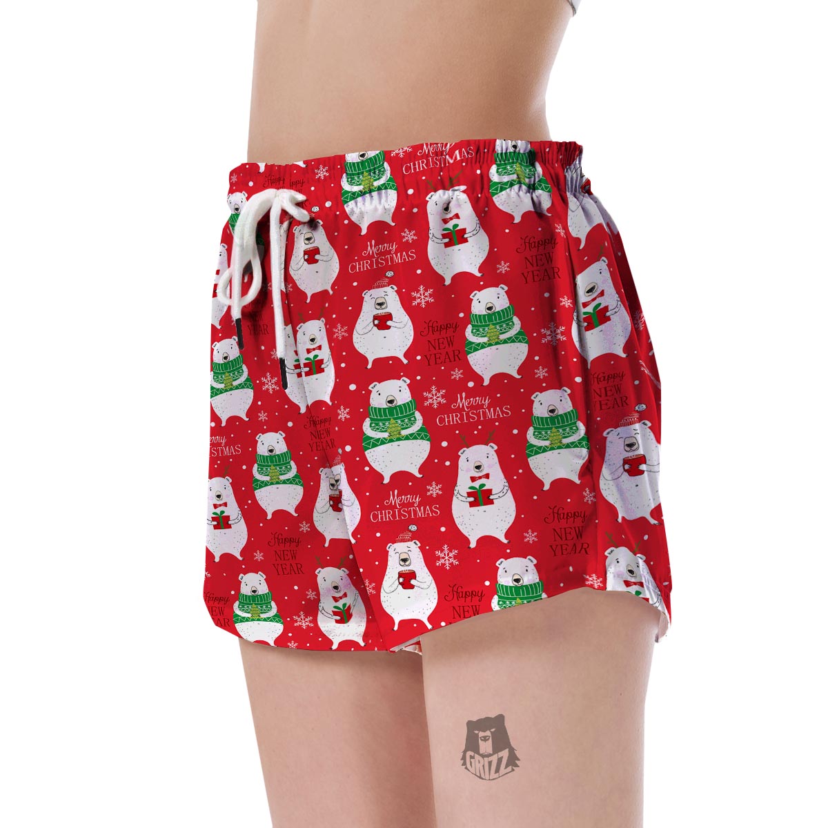 Christmas Teddy Bear Pattern Print Women's Shorts-grizzshop