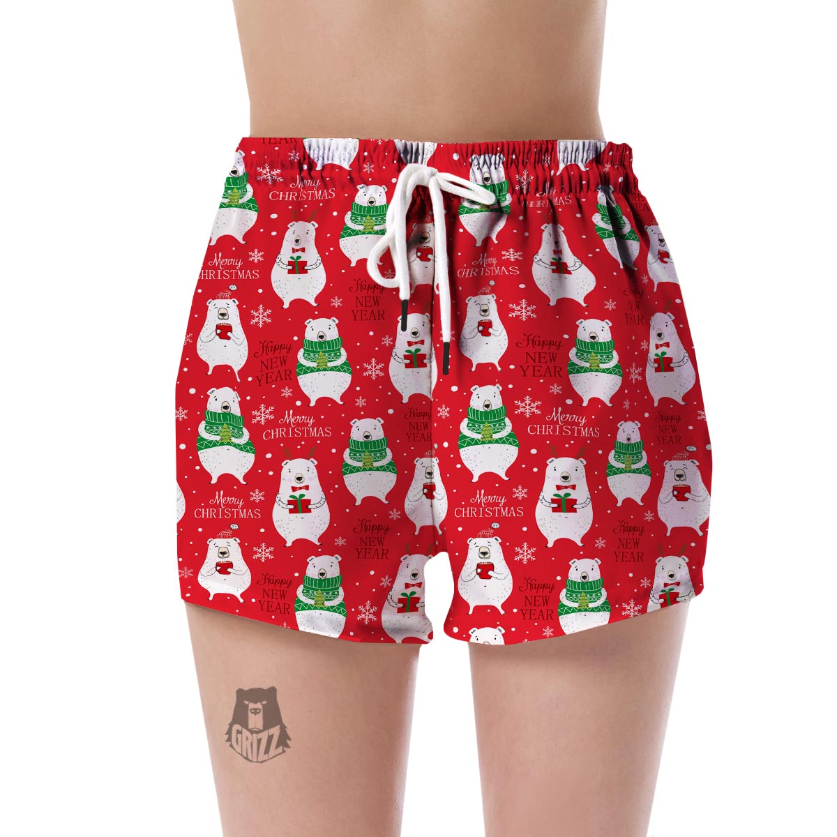 Christmas Teddy Bear Pattern Print Women's Shorts-grizzshop