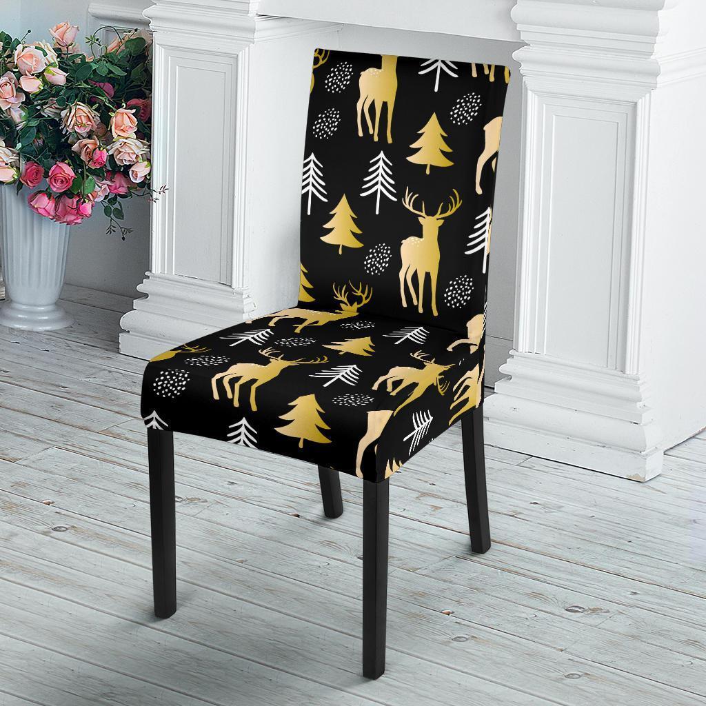 Christmas Tree Deer Pattern Print Chair Cover-grizzshop