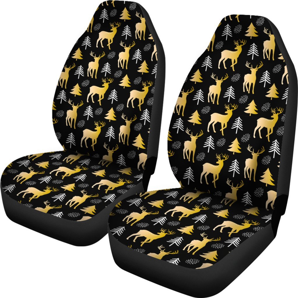 Christmas Tree Deer Pattern Print Universal Fit Car Seat Cover-grizzshop