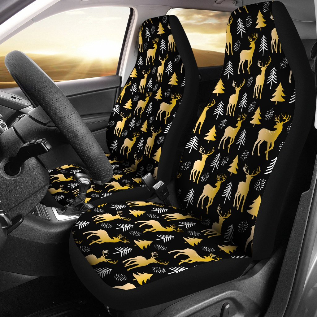 Christmas Tree Deer Pattern Print Universal Fit Car Seat Cover-grizzshop