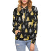 Christmas Tree Deer Pattern Print Women Pullover Hoodie-grizzshop