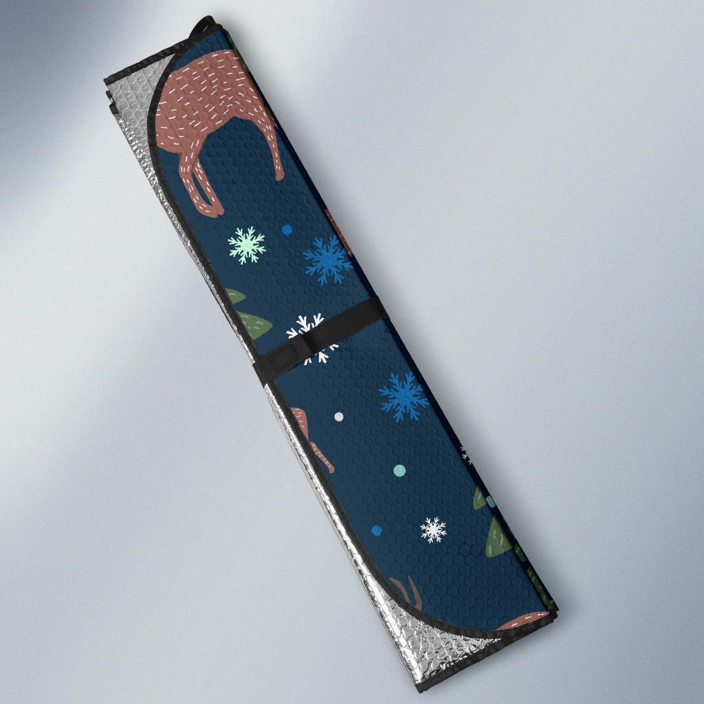 Christmas Tree Moose Pattern Print Car Sun Shade-grizzshop