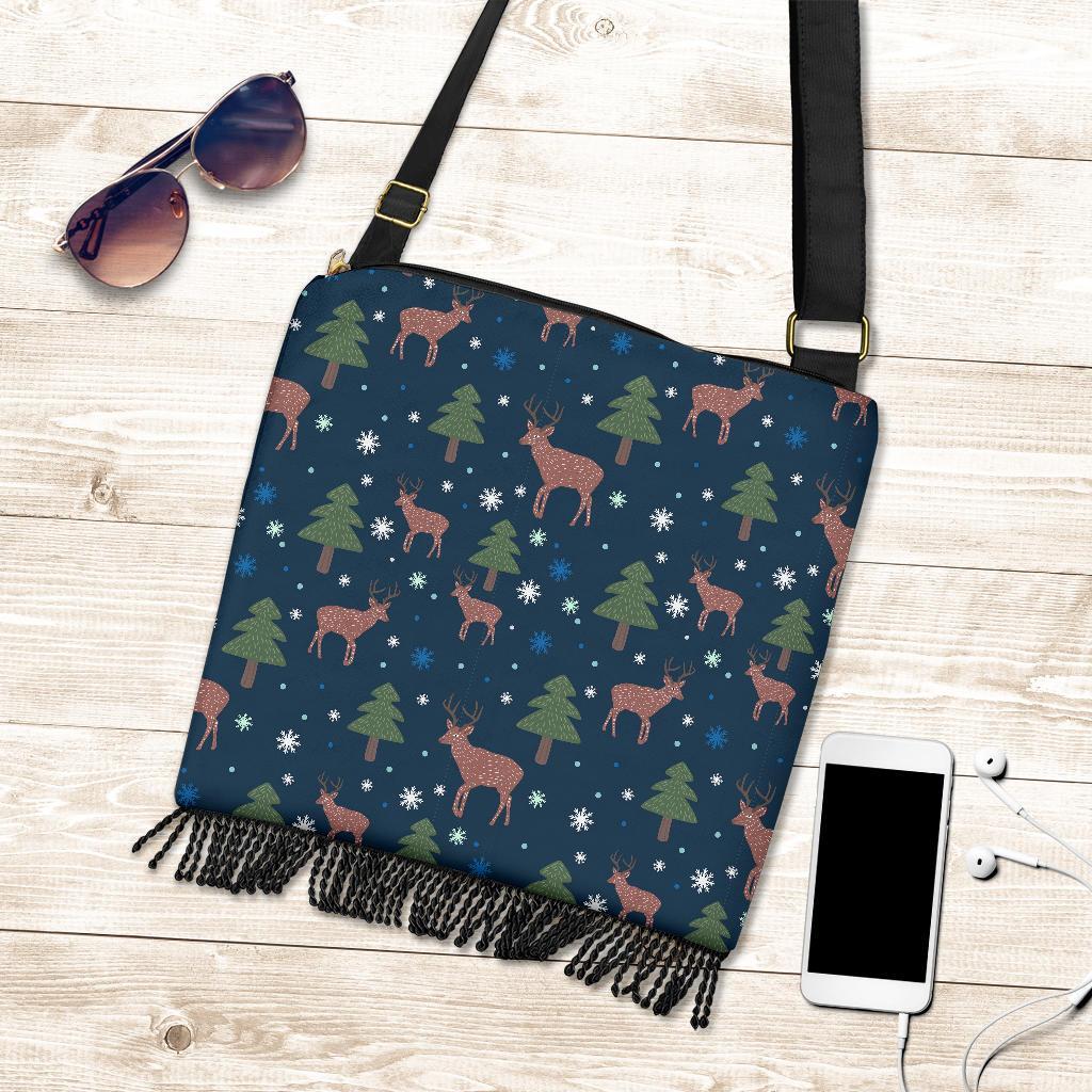 Christmas Tree Moose Pattern Print Crossbody Bags-grizzshop