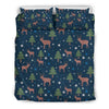 Christmas Tree Moose Pattern Print Duvet Cover Bedding Set-grizzshop