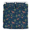 Christmas Tree Moose Pattern Print Duvet Cover Bedding Set-grizzshop