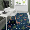 Christmas Tree Moose Pattern Print Floor Mat-grizzshop