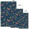 Christmas Tree Moose Pattern Print Floor Mat-grizzshop