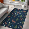 Christmas Tree Moose Pattern Print Floor Mat-grizzshop