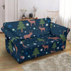 Christmas Tree Moose Pattern Print Loveseat Cover-grizzshop