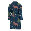 Christmas Tree Moose Pattern Print Men Long Robe-grizzshop