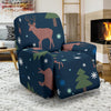 Christmas Tree Moose Pattern Print Recliner Cover-grizzshop