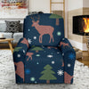 Christmas Tree Moose Pattern Print Recliner Cover-grizzshop