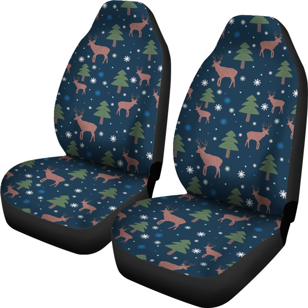 Christmas Tree Moose Pattern Print Universal Fit Car Seat Cover-grizzshop