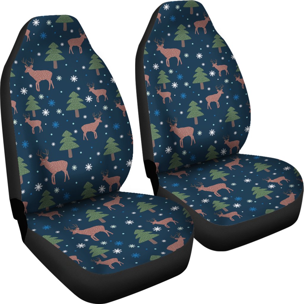 Christmas Tree Moose Pattern Print Universal Fit Car Seat Cover-grizzshop