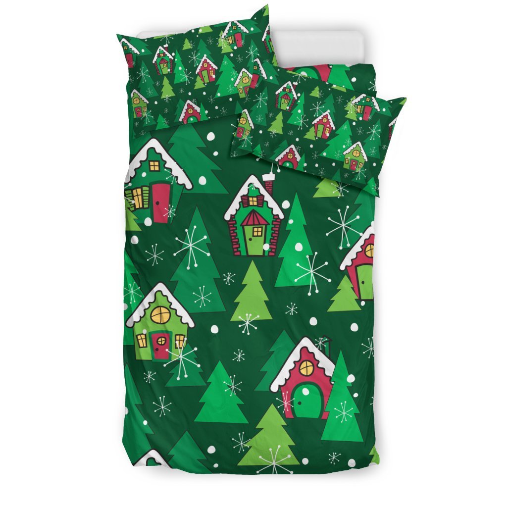 Christmas Tree Pattern Print Duvet Cover Bedding Set-grizzshop