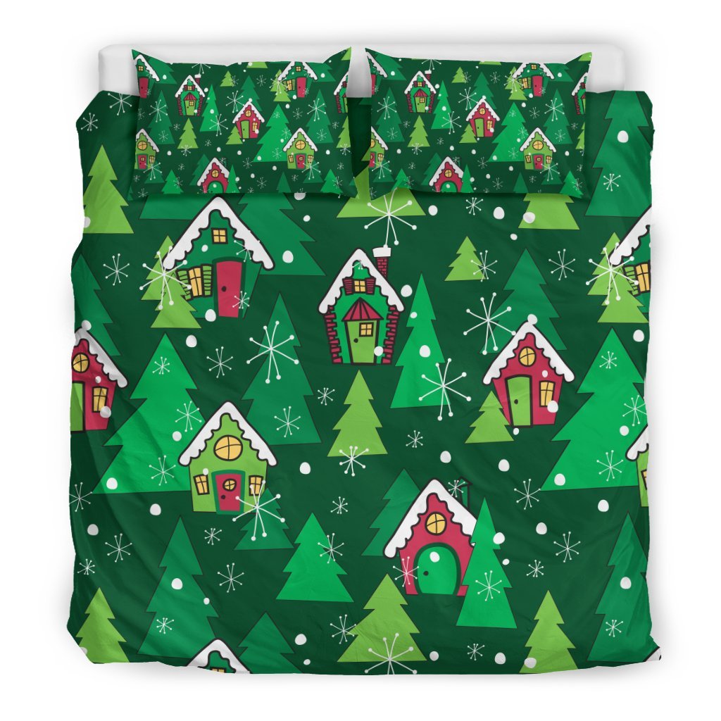 Christmas Tree Pattern Print Duvet Cover Bedding Set-grizzshop
