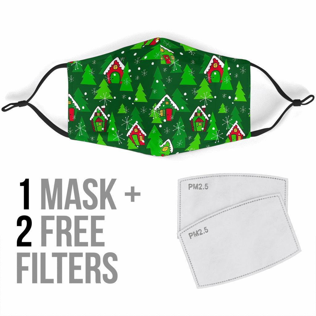 Christmas Tree Pattern Print Face Mask-grizzshop