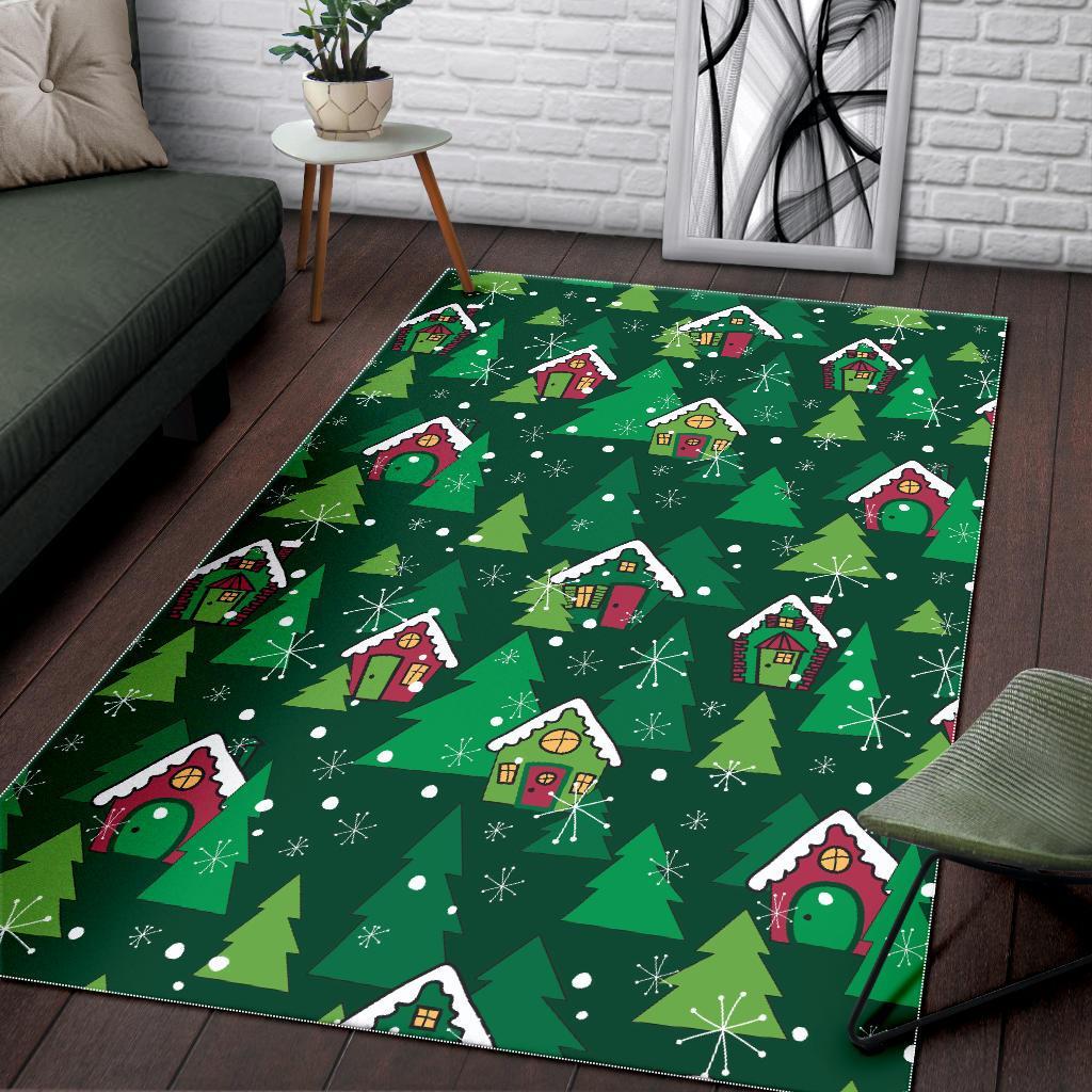 Christmas Tree Pattern Print Floor Mat-grizzshop