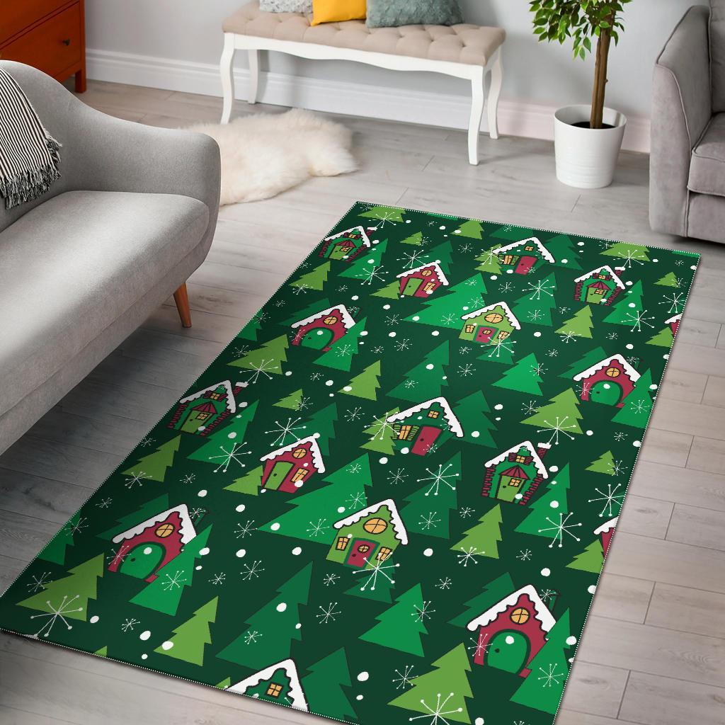 Christmas Tree Pattern Print Floor Mat-grizzshop