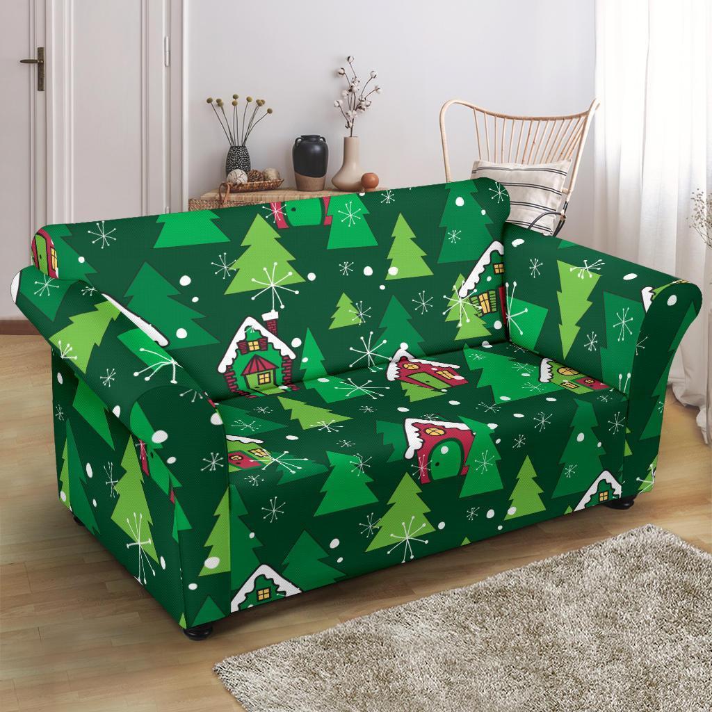 Christmas Tree Pattern Print Loveseat Cover-grizzshop