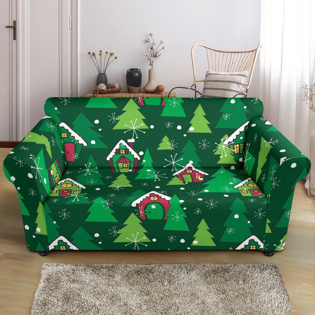 Christmas Tree Pattern Print Loveseat Cover-grizzshop