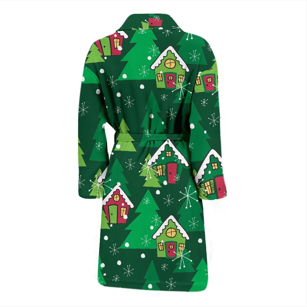 Christmas Tree Pattern Print Men Long Robe-grizzshop