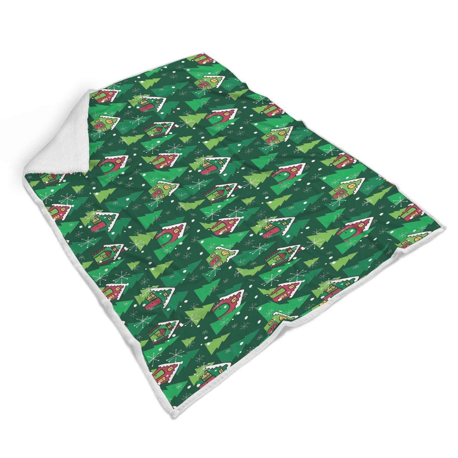 Christmas Tree Pattern Print Throw Blanket-grizzshop