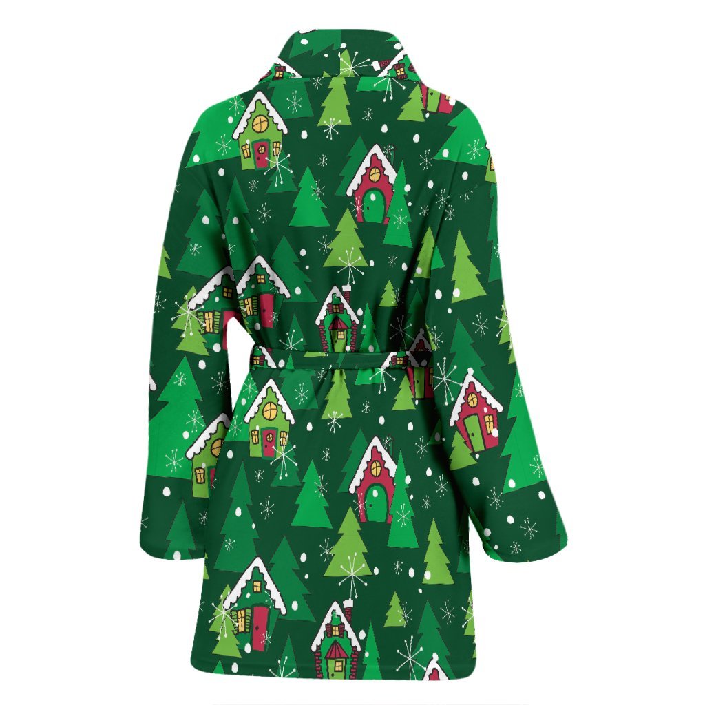 Christmas Tree Pattern Print Women Long Robe-grizzshop