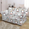 Christmas Tree Penguin Pattern Print Loveseat Cover-grizzshop