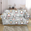 Christmas Tree Penguin Pattern Print Loveseat Cover-grizzshop