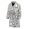 Christmas Tree Penguin Pattern Print Men Long Robe-grizzshop