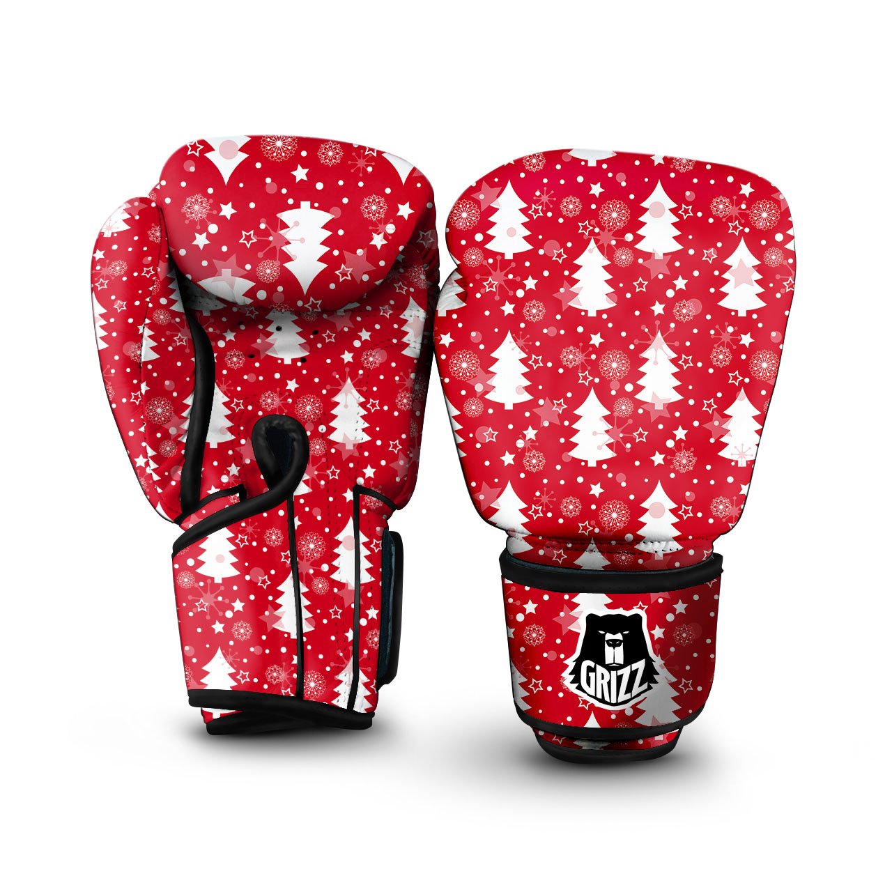 Christmas Tree Polka Dot Print Pattern Boxing Gloves-grizzshop
