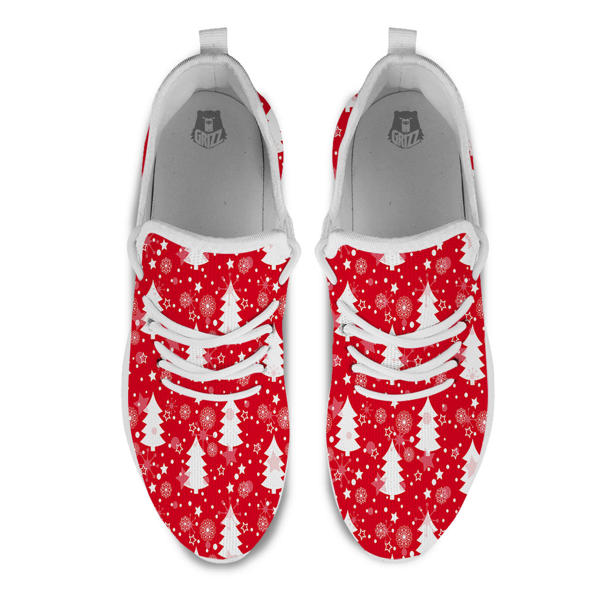 Christmas Tree Polka Dot Print Pattern White Athletic Shoes-grizzshop