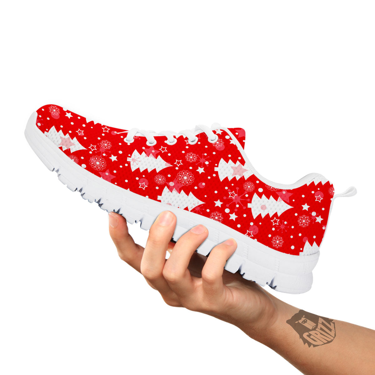Christmas Tree Polka Dot Print Pattern White Sneaker-grizzshop
