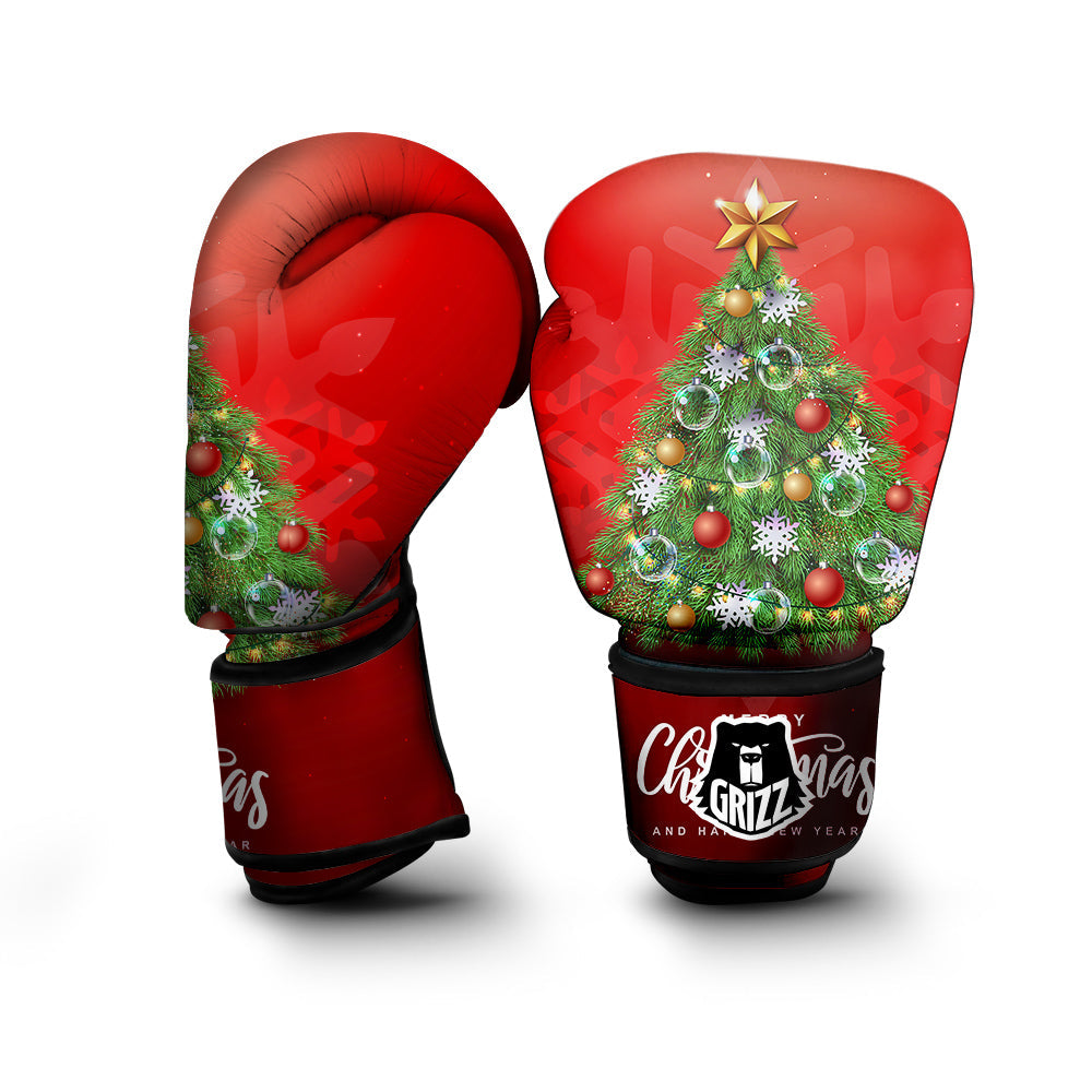 Christmas Tree Print Boxing Gloves-grizzshop