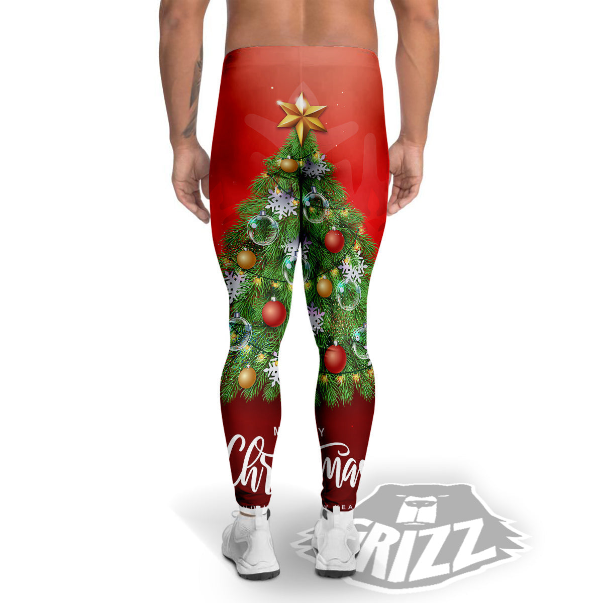 Christmas Tree Print Men's Leggings-grizzshop