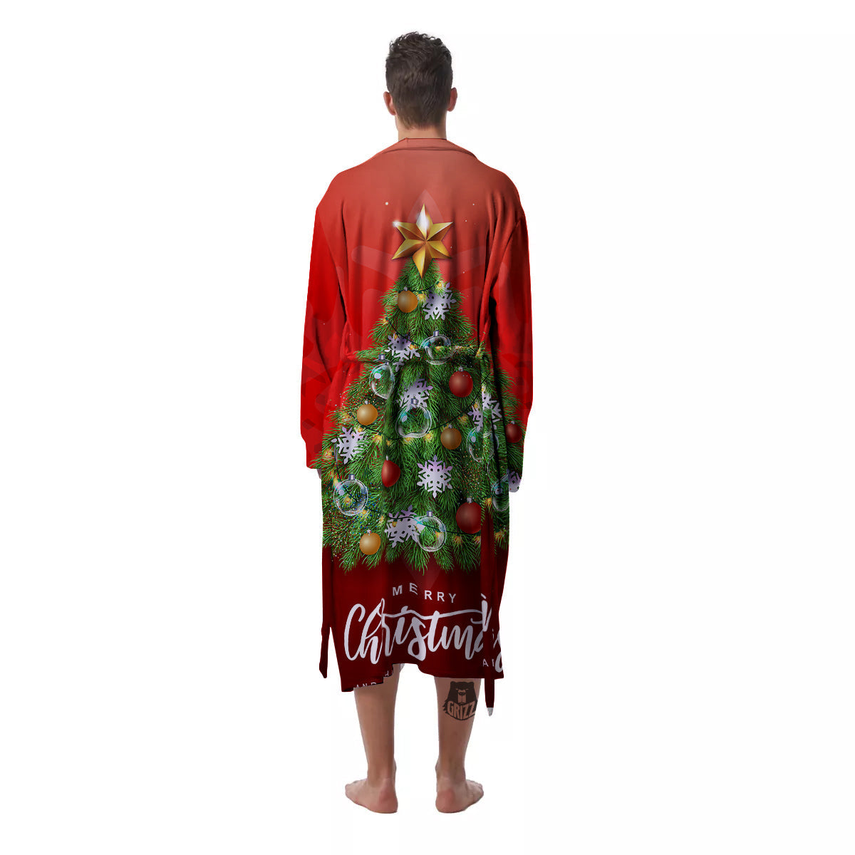 Christmas Tree Print Men's Robe-grizzshop