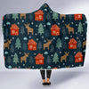 Christmas Tree Reindeer Pattern Print Hooded Blanket-grizzshop