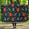 Christmas Tree Reindeer Pattern Print Hooded Blanket-grizzshop