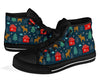 Christmas Tree Reindeer Pattern Print Men Women's High Top Shoes-grizzshop