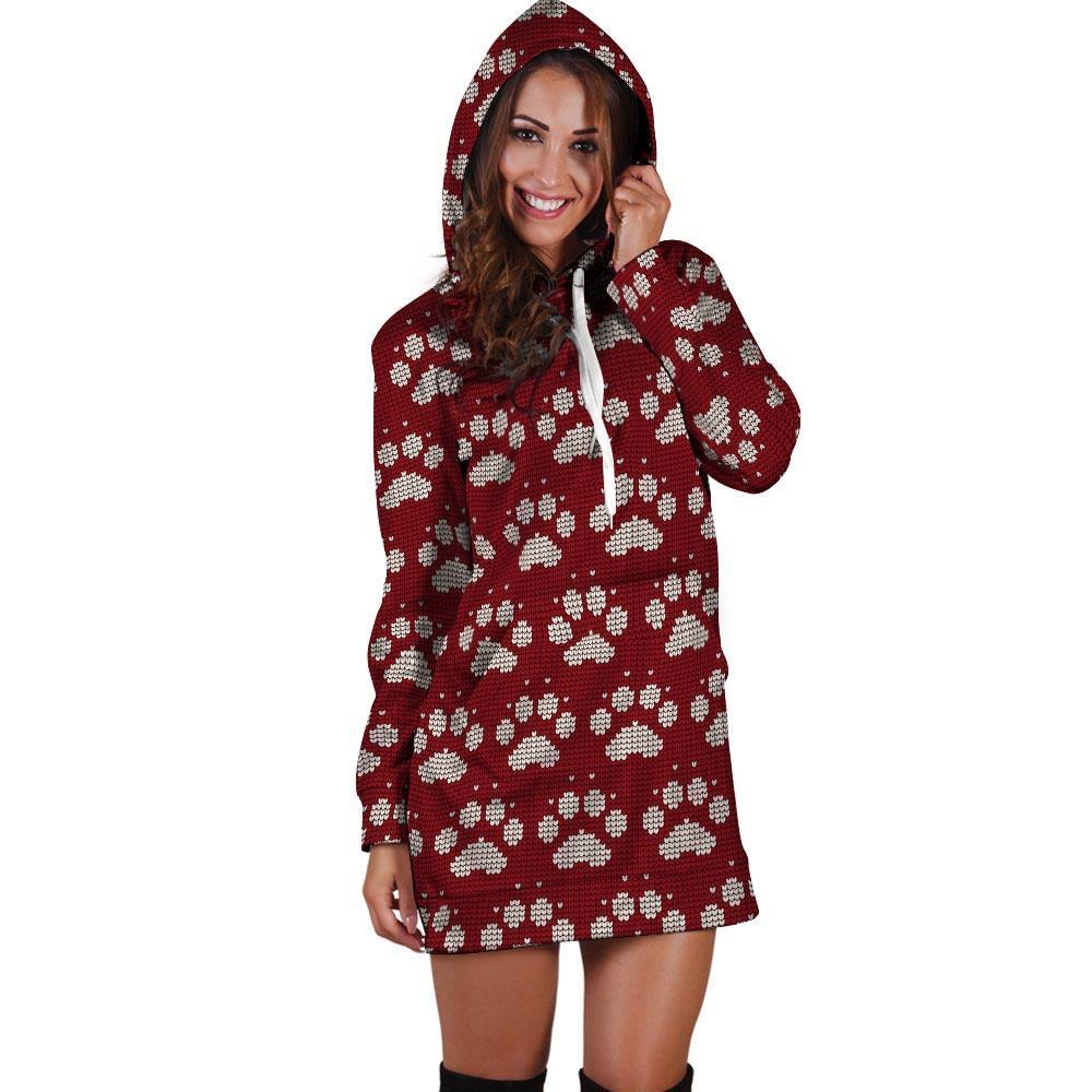 Christmas Ugly Paw Hoodie Dress-grizzshop