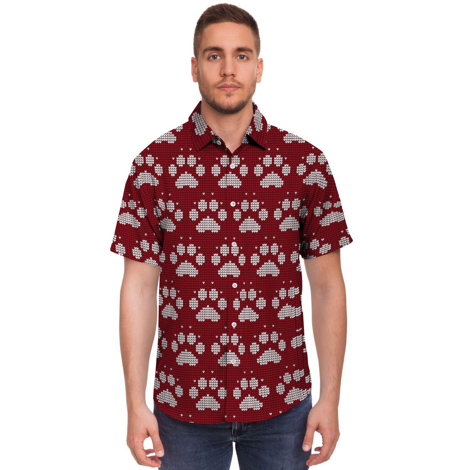 Christmas Ugly Paw Men's Short Sleeve Shirt-grizzshop