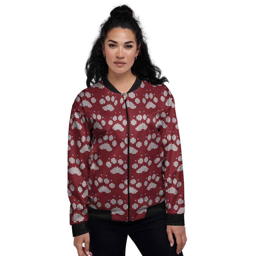 Christmas Ugly Paw Women's Bomber Jacket-grizzshop