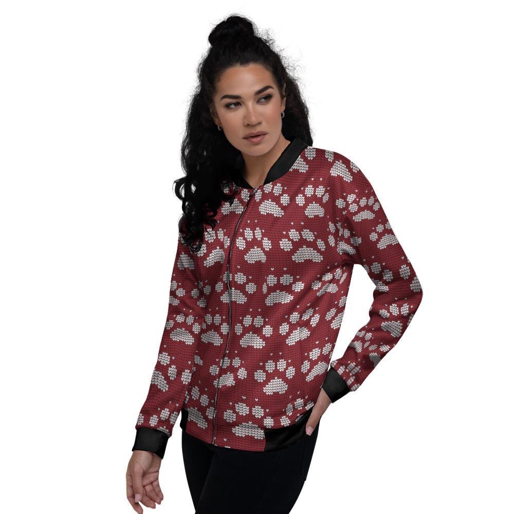 Christmas Ugly Paw Women's Bomber Jacket-grizzshop