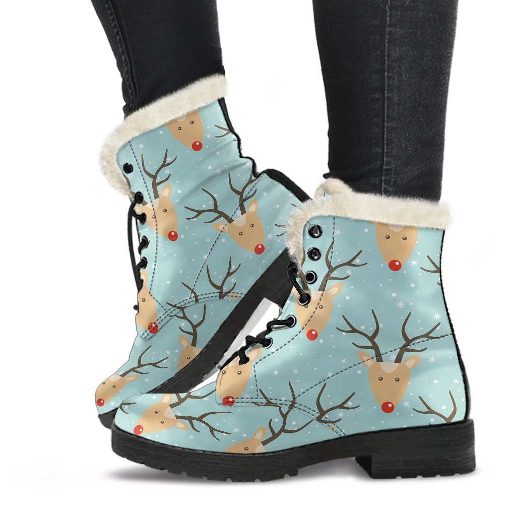 Christmas Reindeer Print Pattern Comfy Winter Boots-grizzshop