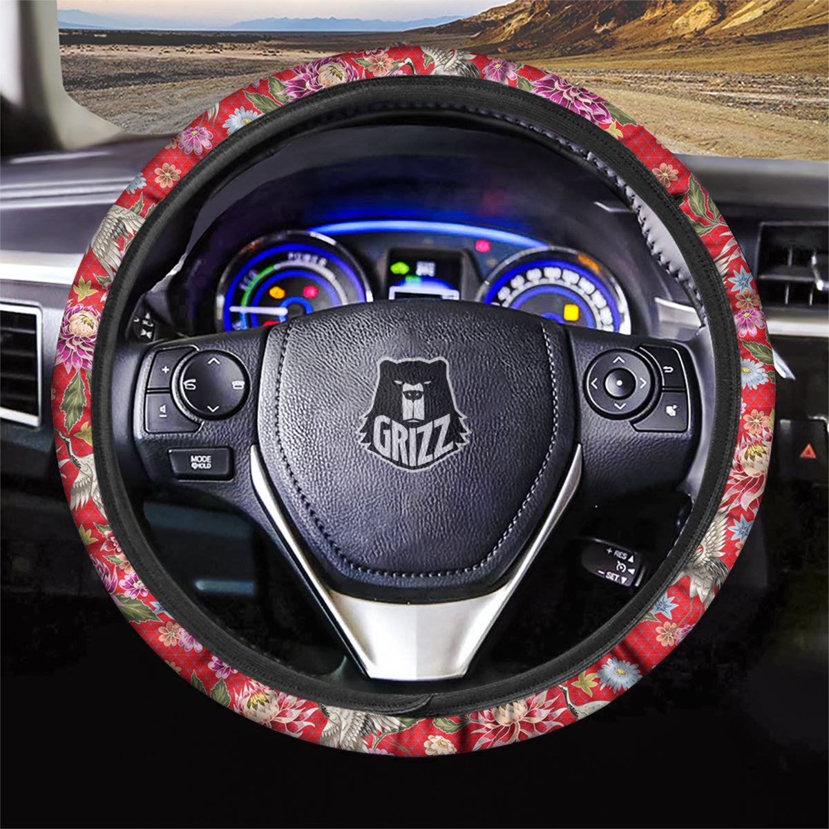 Chrysanthemum Art Print Pattern Car Steering Wheel Cover-grizzshop