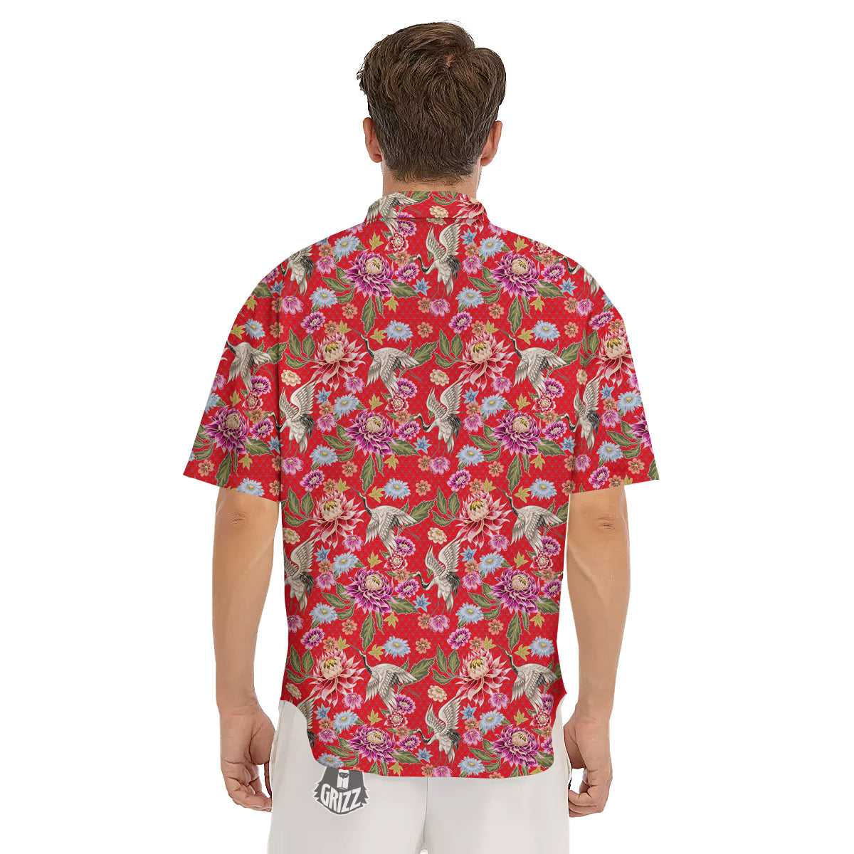 Chrysanthemum Art Print Pattern Men's Short Sleeve Shirts-grizzshop